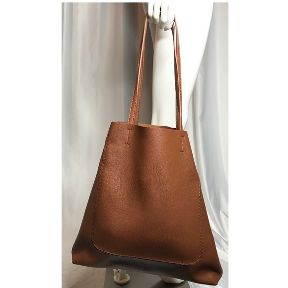 Urban Expressions Olympia Brown Vegan Leather Tote Bag - Picture 4 of 10